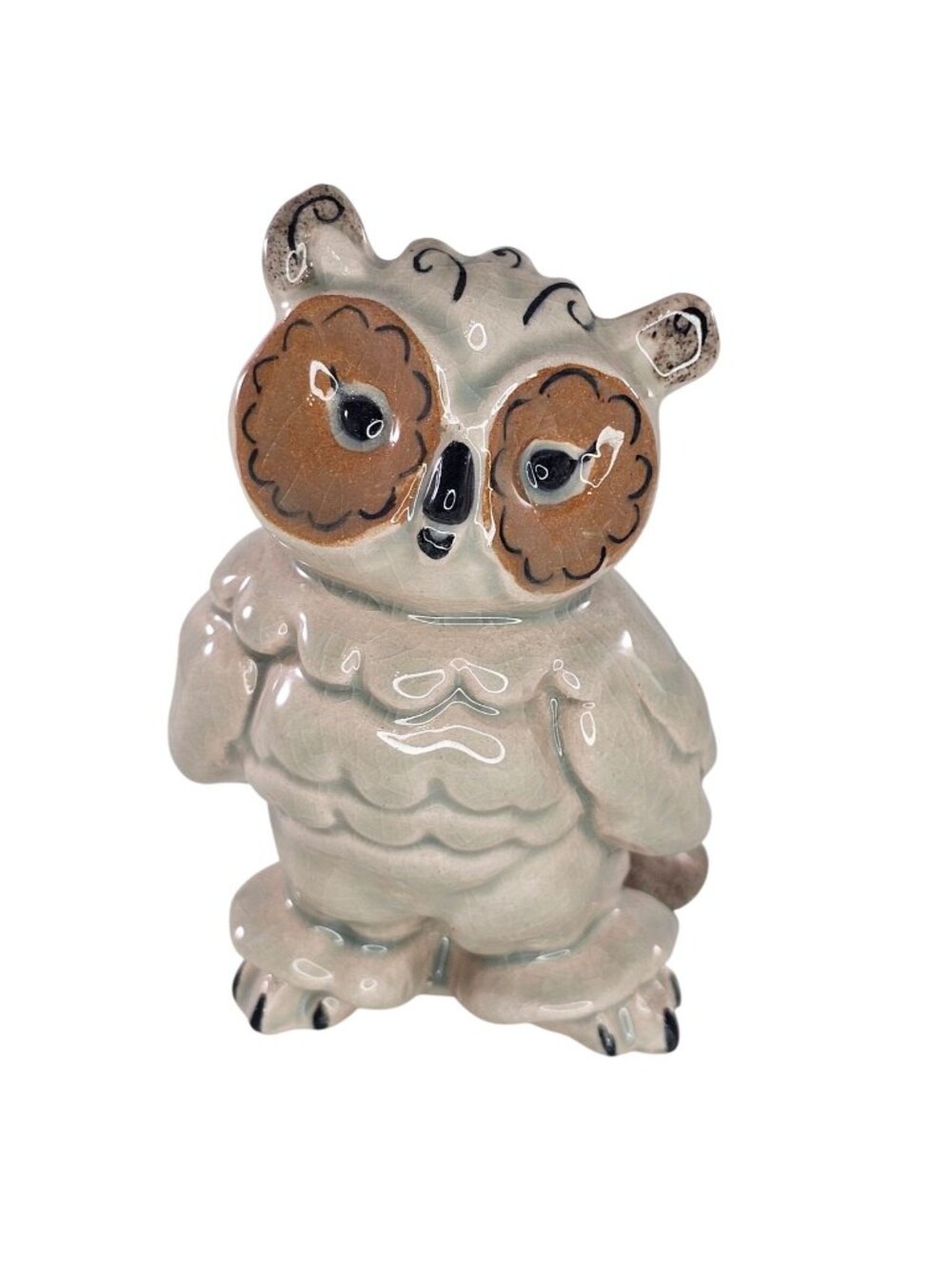 Kay Finch Owl Figurine California Pottery 3 3/4 Inch Vintage Ceramic CHIP